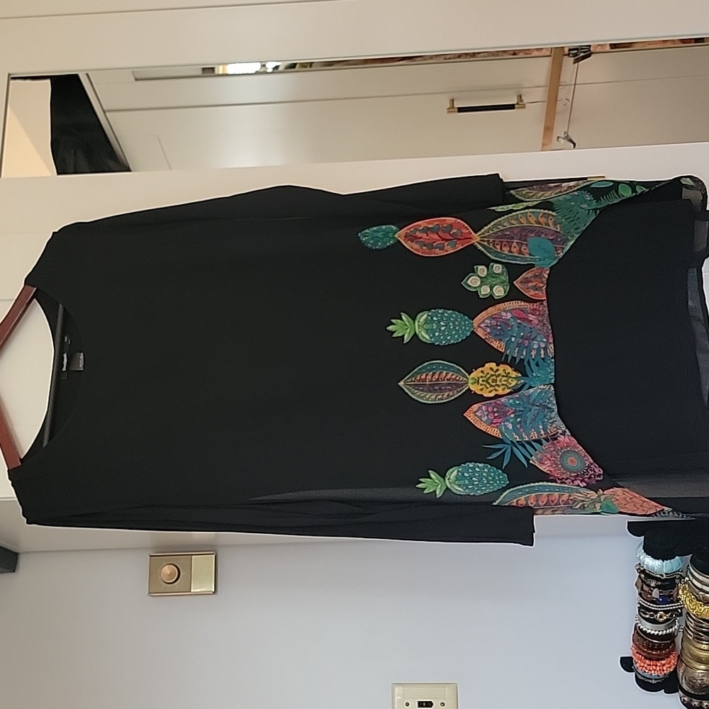 Desigual Black Dress with Colorful Print